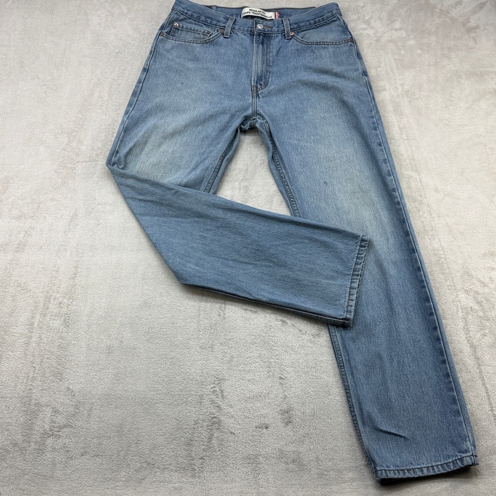 Levis 505 Jeans Mens 34x34 Light Wash Regular Fit Straight Denim Grunge Workwear